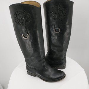 Frye Melissa Riding Knee 8 Black Leather Boots